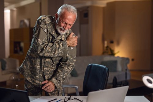 Senior Military Office With Shoulder Pain